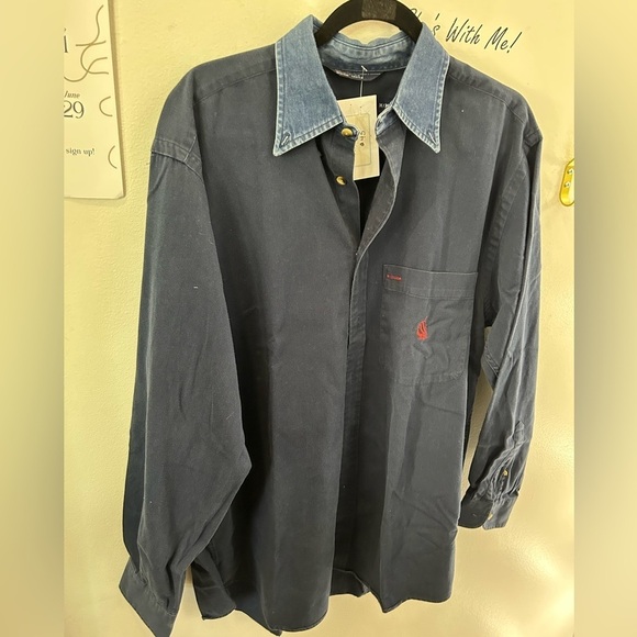Nautica vintage men’s button down navy chambray shirt size M - Picture 1 of 2